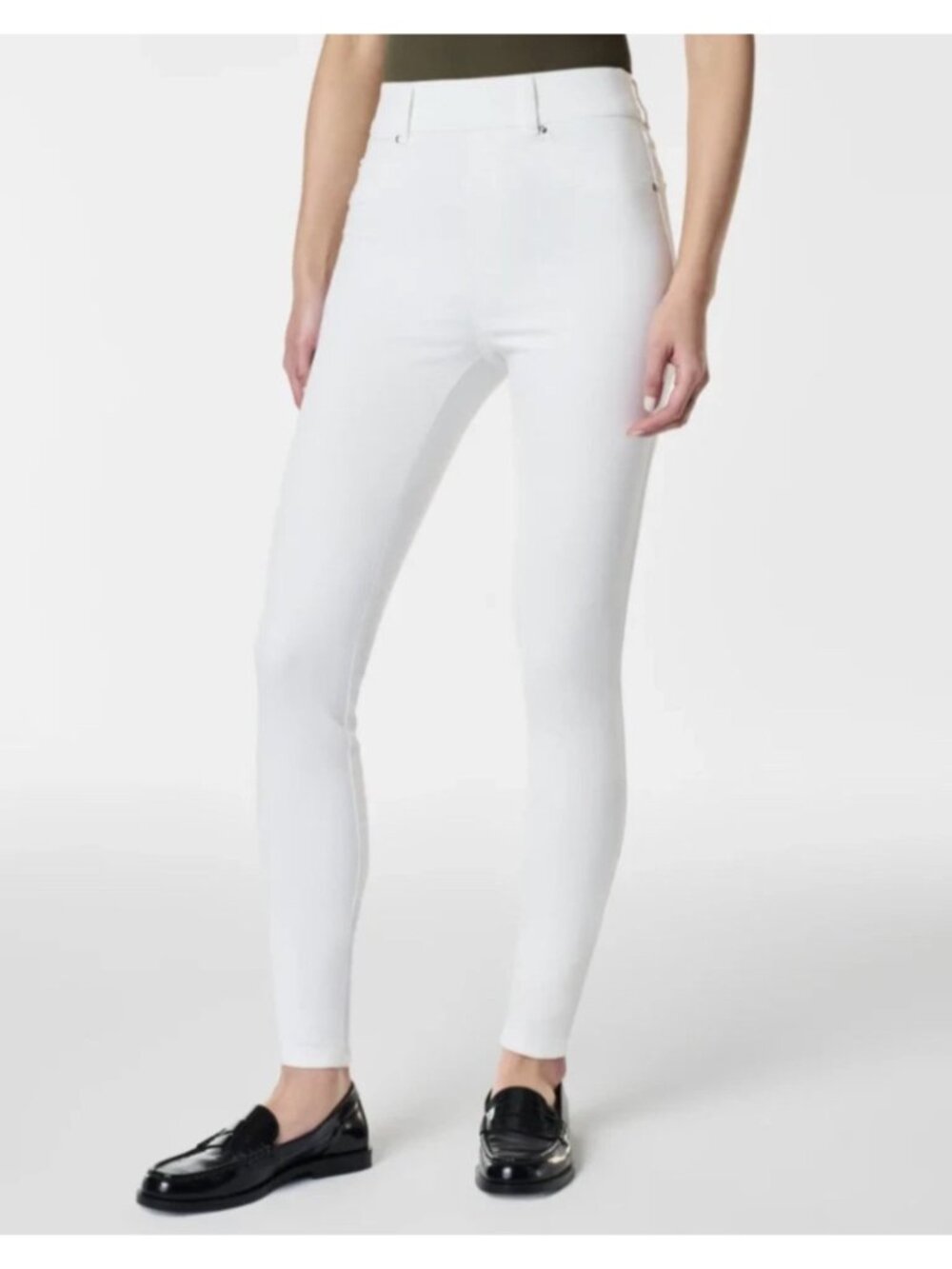 NEW $128 Spanx High-Rise White Stretchy Slimming Shapewear Skinny Jeans Small